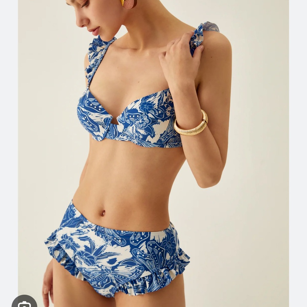 Commense Print Ruffle Bikini Set